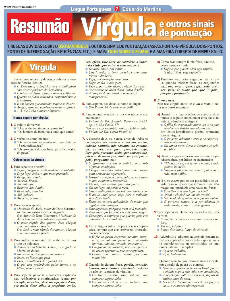 Vírgula e outros sinais de pontuação